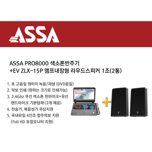 ASSA PRO8000 색소폰반주기 EV ZLX-15P 1조 2통